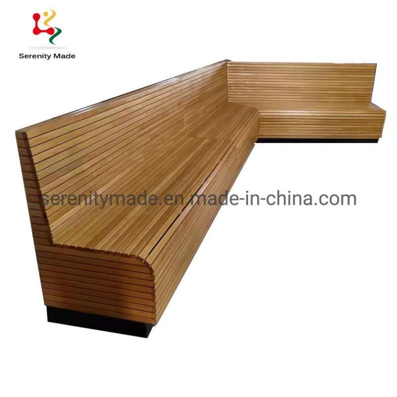 Modern Style Wooden Bamboo Chip Stripe Restaurant Booth Seating