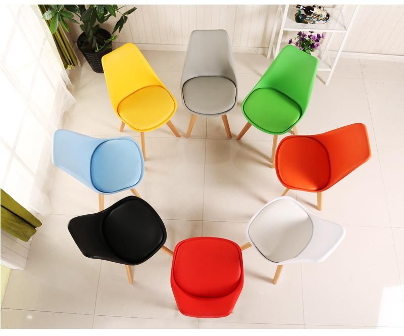 Sillas De Comedor Home Furniture Side Chair with Wood Leg Armless Plastic Dining Chair with PU Leather Cushion