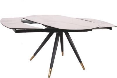 Rotary Luxury Ceramic Metal Legs Dining Table