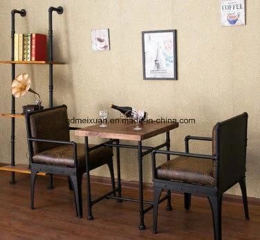 American Cafe, Wrought Iron Bar Chair Loft Industrial Wind Leisure Food Bar Tables and Chairs One Set (M-X3292)