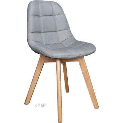 Wood Design Fabric Seat Wood Legs Grey Velvet Restaurant Cafe Kitchen Chairs Upholstered Dining Room Chair Modern