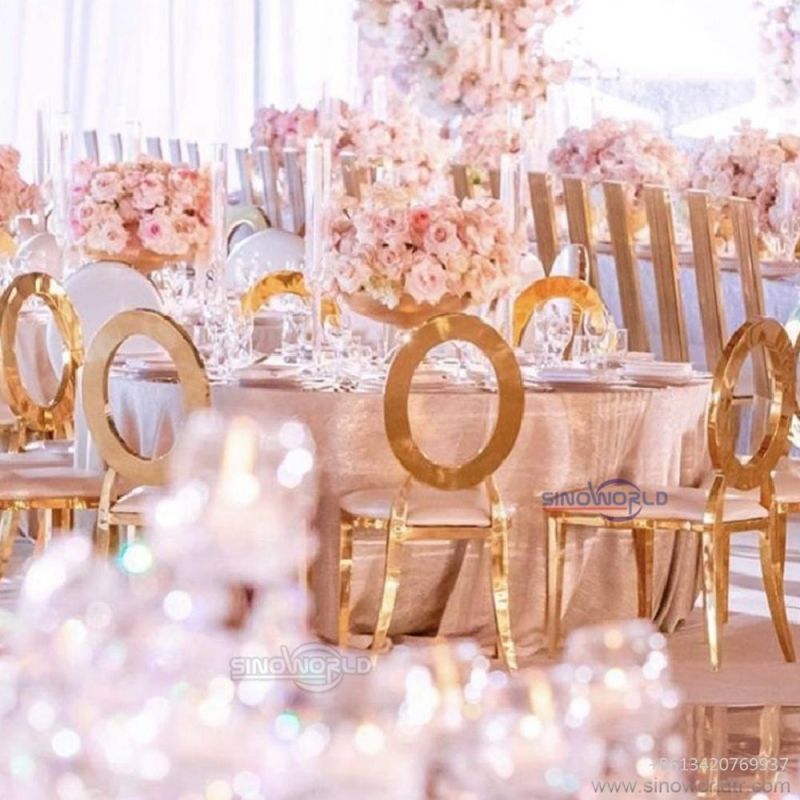 Luxury Hotel Restaurant Event Party Banquet Furniture Golden Metal Stainless Steel Wedding Chair