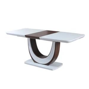 Luxury Wholesale Square White High Gloss Modern Design MDF Dining Table