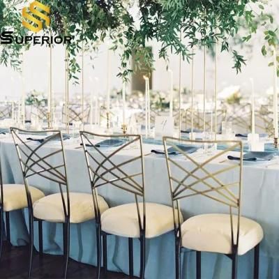 Wedding Banqueting Stainless Steel Cross Back Chair Dining From China