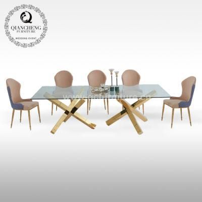 Home Decor Glass Stainless Steel Modern Design Dining Room Table
