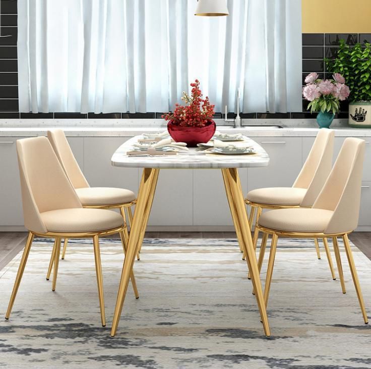 Luxury Nordic Modern Design Square Rectangle Expandable Marble Dining Table with 4 Seater 6 Chairs Dining Room Sets Furniture