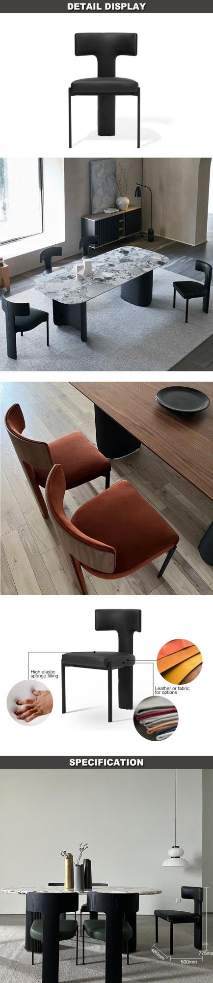 Wooden Fabric Dining Chair with Metal Legs for Hotel