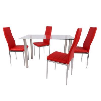 Modern Tempered Glass Dining Table Set with 4 Chairs