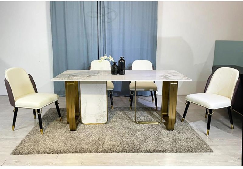 Premium Quality Ceramic Tile Top Dining Table White Nordic Set Luxury Room Furniture