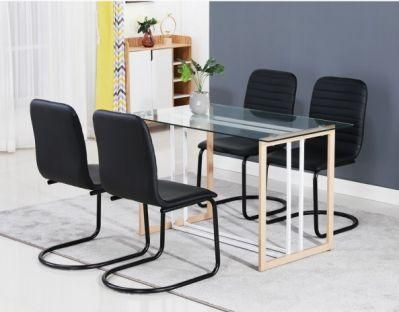 Modern Dining Furniture Glass Tops Full Metal Frame Dining Table