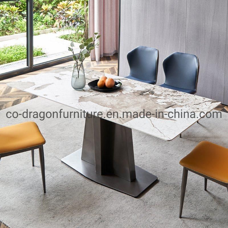 New Design Dining Furniture Steel Dining Table with Marble Top