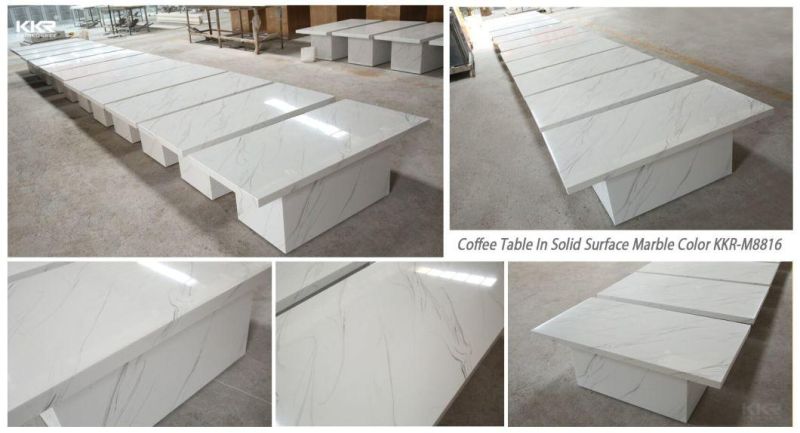 Outdoor Artificial Stone Acrylic Solid Surface White Table Top