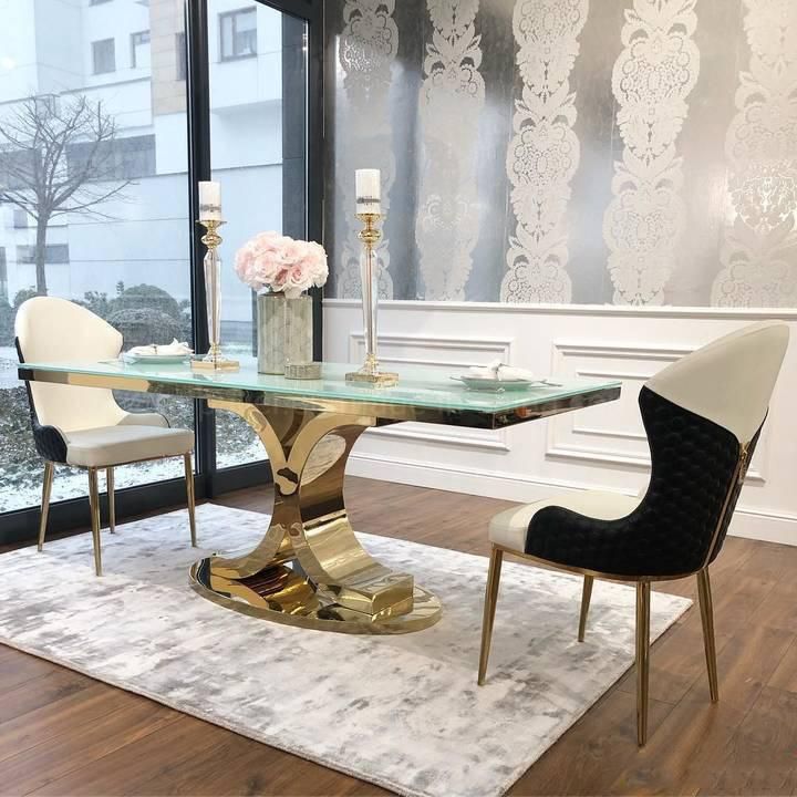 Australia Hotel Commercial Modern Furniture Gold Dining Table and Chair