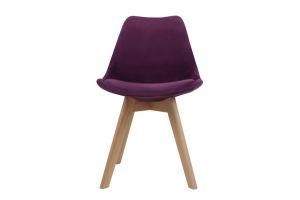 Leisure PP Plastic Dining Chair with Velvet Fabric and Beech Solid Wood Legs
