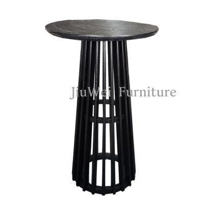Hot Sale Unfolded Fixed Round Tables Wedding Set Solid Wood Tall Dining Bar Table for Party Rental