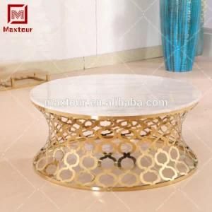 Hot Selling Gold Stainless Steel Round Marble Coffee Table with High Quality