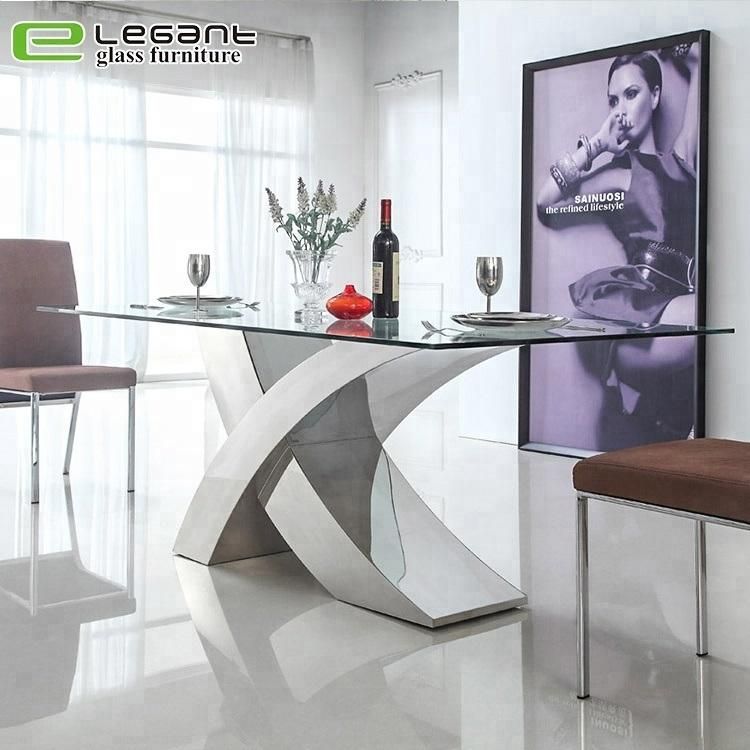 Modern Glass Dining Table and Stainless Steel Dining Table