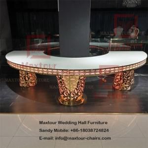 Luxury Half Moon LED Golden Stainless Steel Wedding Dining Table