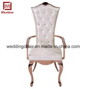 Middle East Stainless Steel Rose Gold Arm Chair White PU