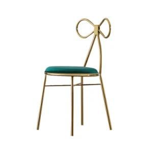Elegant Artistic Design Velvet Seat Cushion Breathable Chair Back with Golden Leg Restaurant Outdoor Dining Chair
