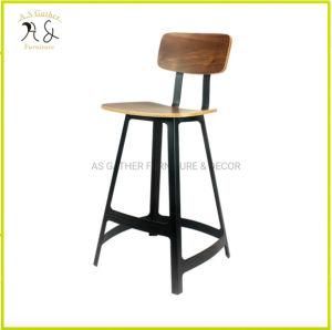 Unique European Industrial High Quality Metal Bar Chair Stool with Wooden Seat