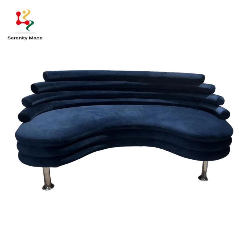 High Quality Custom Made Theme Dining Chair Wine Bar Trapezoidal Back Curved Shape Velvet Sofa
