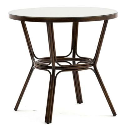 Wholesale Outdoor Bistro Dining Aluminum Frame Table with Bamboo-Look Painting
