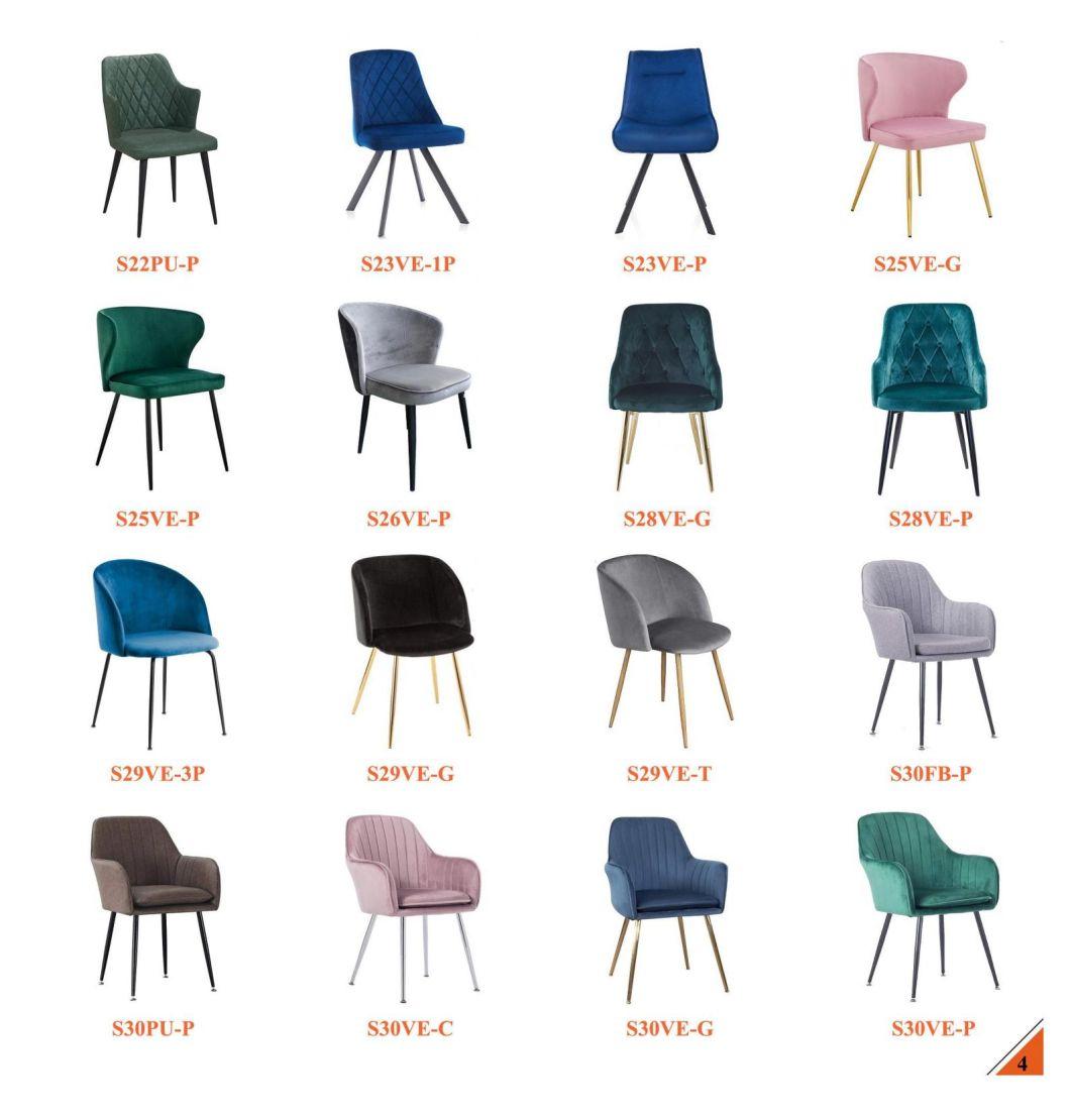 Sky Wholesale Nordic Velvet Modern Luxury Design Furniture Dining Room Chairs Dining Chairs with Metal Legs Gold