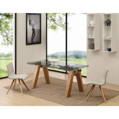 Factory Extension Glass Solid Wood Dining Table