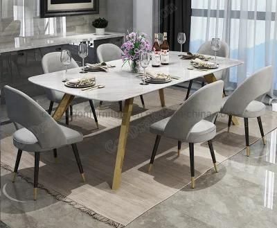 Italian Marble Rectangle Dining Table with Gold Stainless Steel Legs