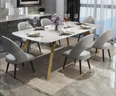 Italian Marble Rectangle Dining Table with Gold Stainless Steel Legs