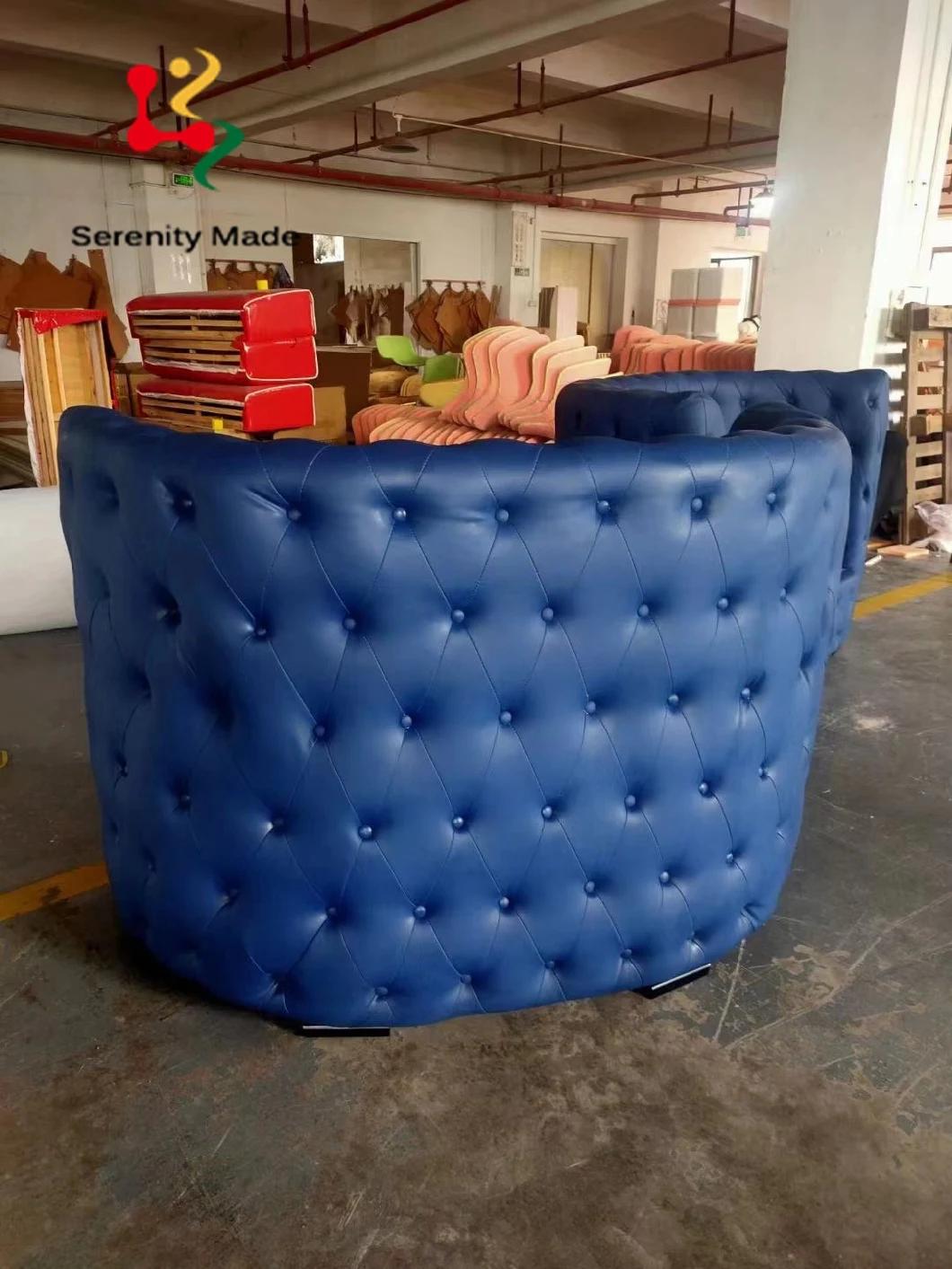 Custom Made High Back Tufed Leather Vinyl Round Booth Sofa Seating