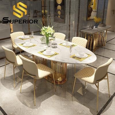 Sweden Style Special Luxury Oval Marble Dining Table with Chair