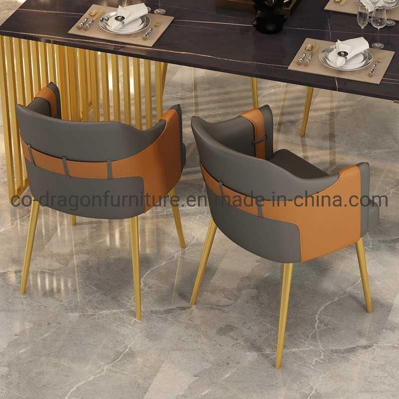 Modern Nordic Metal Frame Leather Dining Chair for Dining Furniture