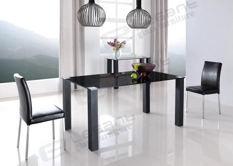 Tempered Glass Dining Table with Iron Legs
