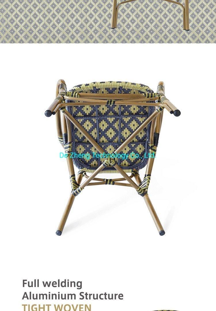 Outdoor Wedding Wholesale Restaurant Furniture PE Rattan Wicker Bar Chair with Aluminum Frame