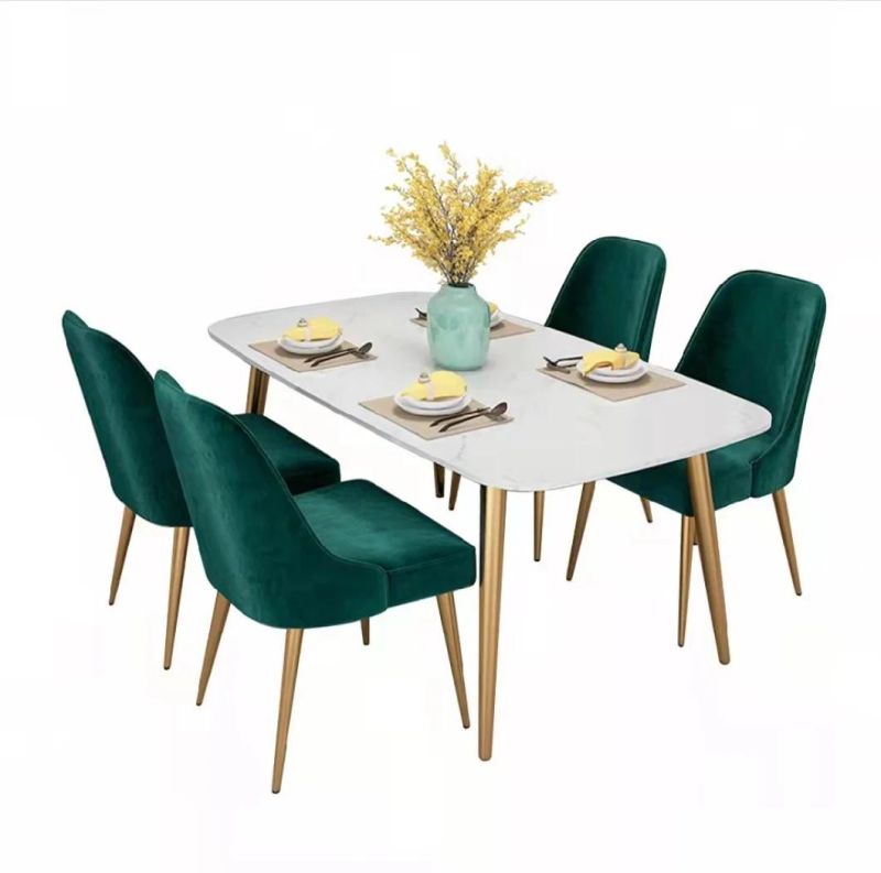 Modern Furniture Restaurant Home Chairs Leather Luxury Upholstered Soft Back PU Leather Dining Chair with Metal Legs