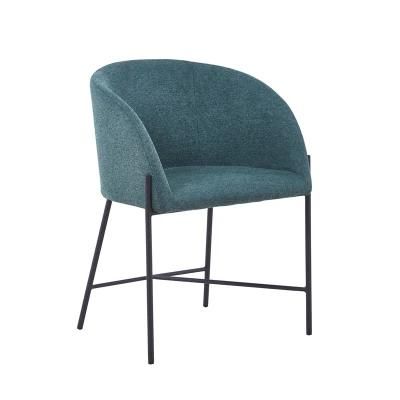 Restaurant Luxury Designer Fabric Low Arm Green Dining Chair for Sale