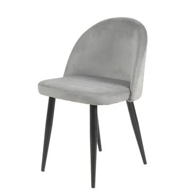 Customization Fabric Seat and Round Back Velvet Dining Chair with Black Legs