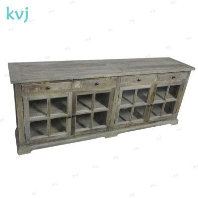 Kvj-7314 Rustic Industrial Vintage Recycled Elm Storage Cabinet
