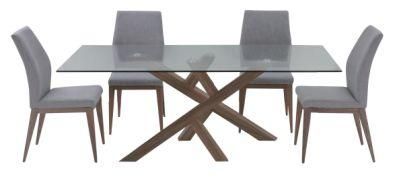 Modern Home Furniture Glass Top Golden Leg Dining Table Set