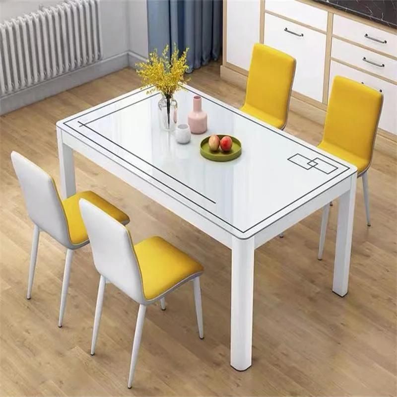 Simple Tempered Glass Small and Medium-Sized Rectangular Household New Dining Table