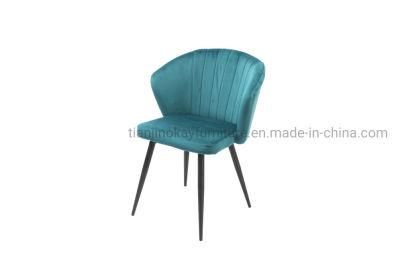 Best Sale Fabric Seat Velvet Chair with Metal Legs Scoop Dining Chair