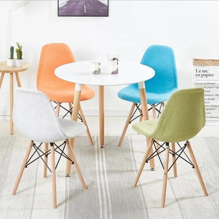 Four Legs Fabric Upholstered Leisure Relax Chairs High Back Wooden Leg Leisure Dining Chair Custom Cheap Price Armless Chair Modern