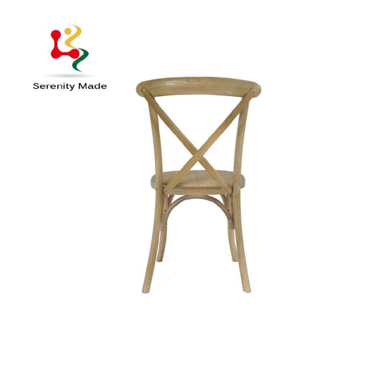 Event Hire Furniture Stackable Crossback Wood Chair with Rattan Seat