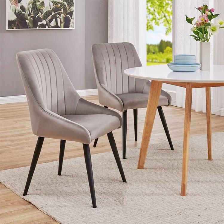 Commercial Modern Restaurant Furniture Fabric Grey Wooden Dining Chairs