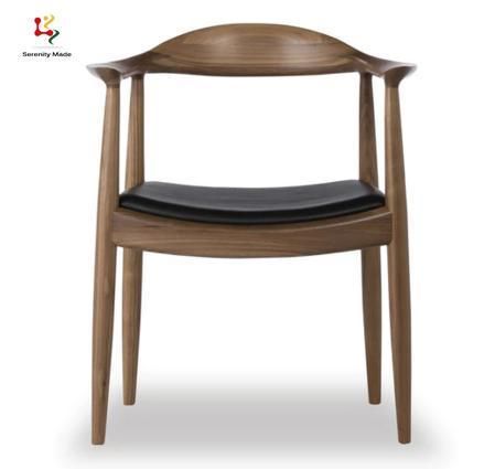 Custom Restaurant Leather or Fabric Material for Seating Option Timber Teak Wood Dining Chair