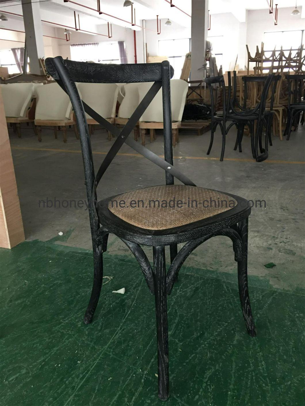Kd Available Cross Back Wood Back Metal Back Rattan Seat Dining Chair