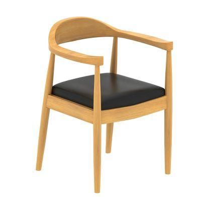 Restaurant Furniture Leather Seat Dining Chair with Wood Legs
