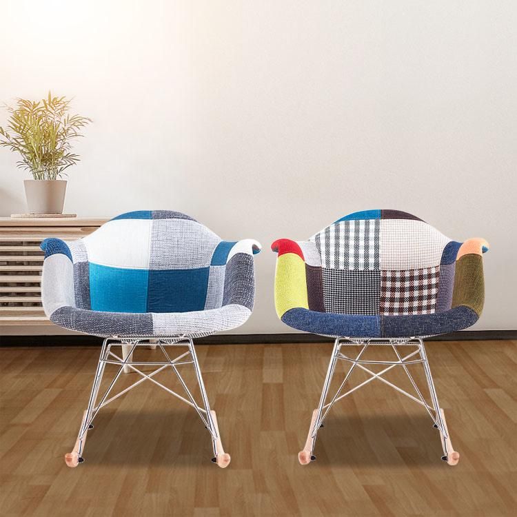 Modern Dining Room Furniture Italian Design Line Fabric Upholstered Restaurant Dining Chair with Metal Leg